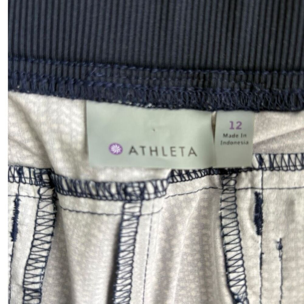 Athleta Batik Midtown Visit Blue Spot Ankle Pants Joggers Blue & White Size 12 - Picture 5 of 5